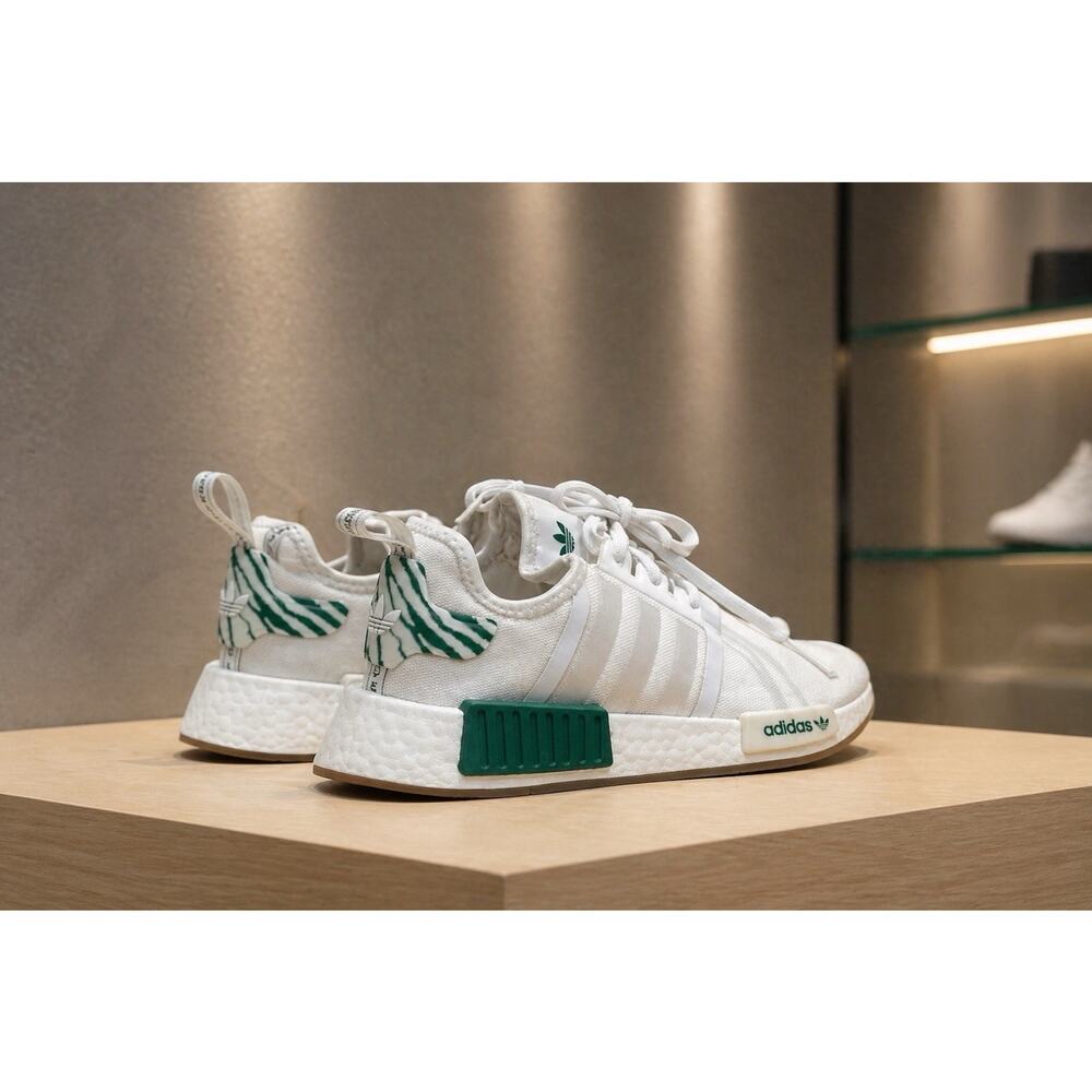 Adidas NMD_R1 White/Green Sneakers Womens Size 6 - Picture 2 of 13